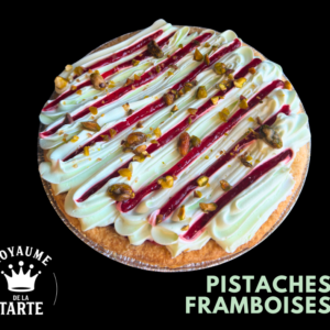 Tarte pistaches, framboises